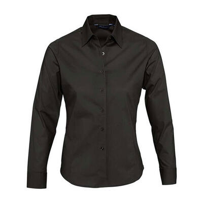 Dames eden stretch business shirt met lange mouwen (wit)