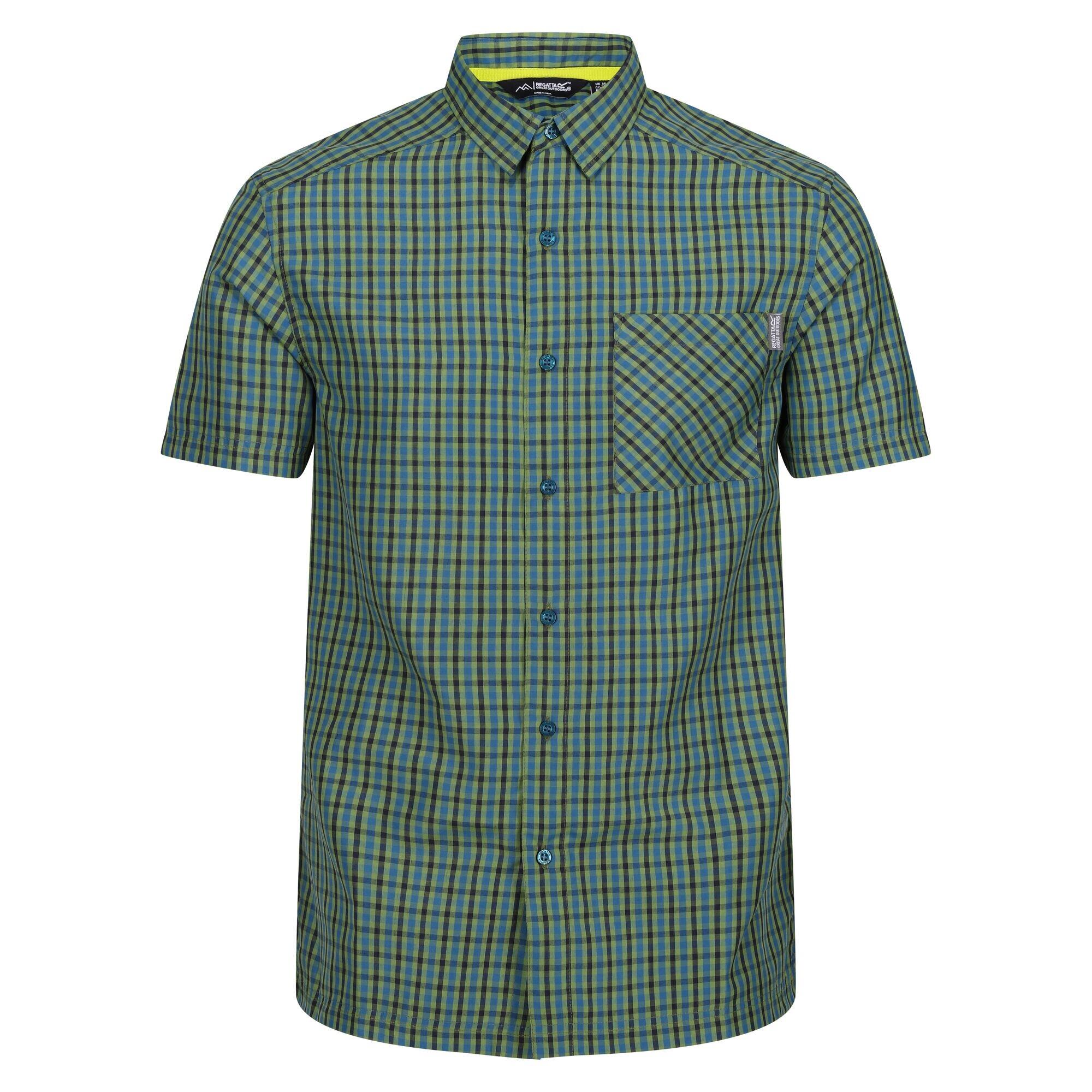 REGATTA Mens Kalambo VIII Checked Shirt (Piquant Green/Moroccan Blue)