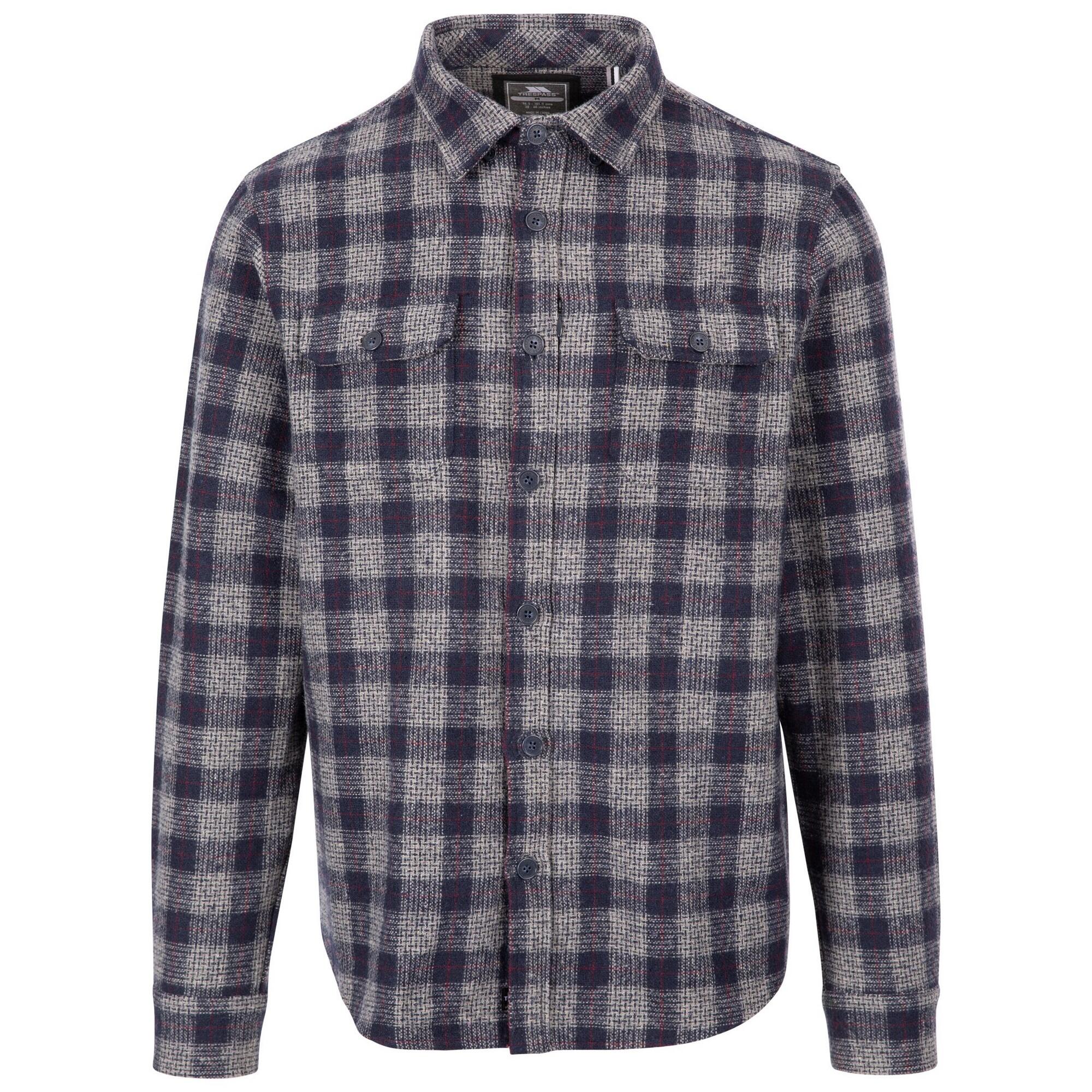 Trespass - Chemise Motif/style À Carreaux Portlaw Homme (gris / Bleu) - Chemise Manches Courtes - Bleu|gris - S - Decathlon
