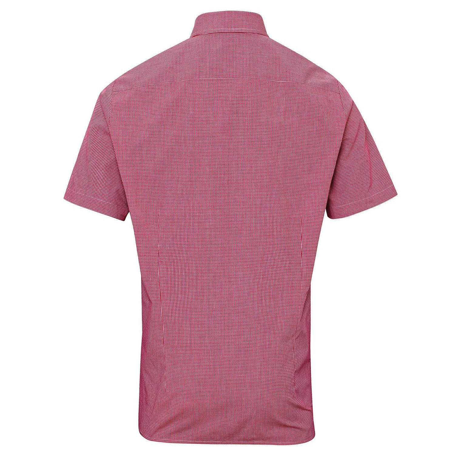 Camicia Micro Gingham A Quadri Maniche Corte Uomo Premier Rosso Bianco 2/3