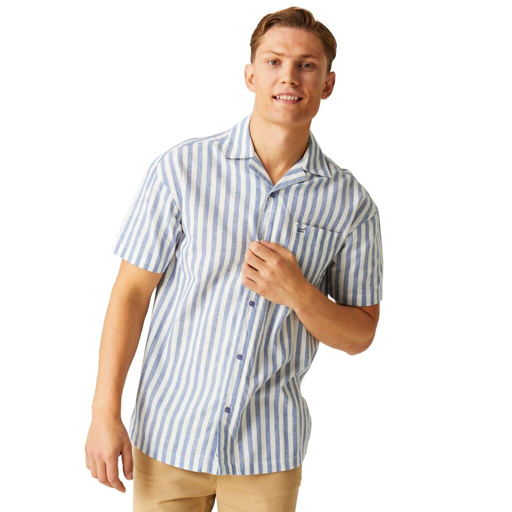 Mens Shorebay II Stripe ShortSleeved Shirt (Coronet Blue/White)
