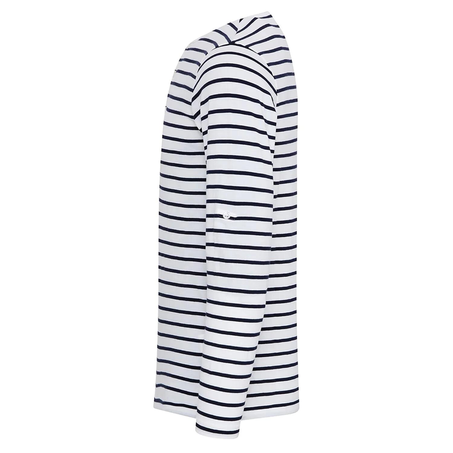 T-Shirt de manga comprida John Rolled Sleeves para homem (Branco / Azul Marinho) 3/4