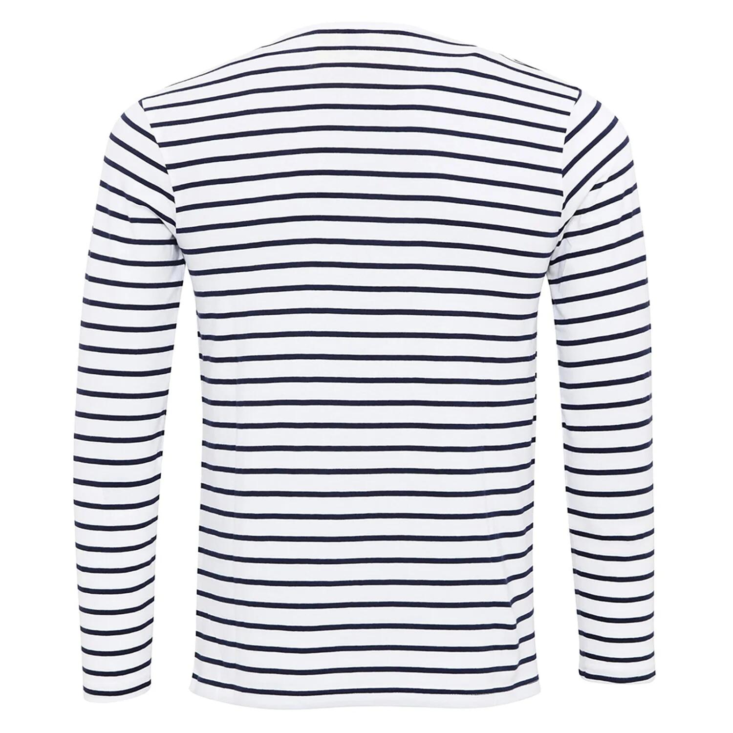 T-Shirt de manga comprida John Rolled Sleeves para homem (Branco / Azul Marinho) 2/4