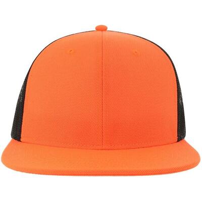 Mesh 6paneel truckercap voor volwassenen (oranje/zwart)