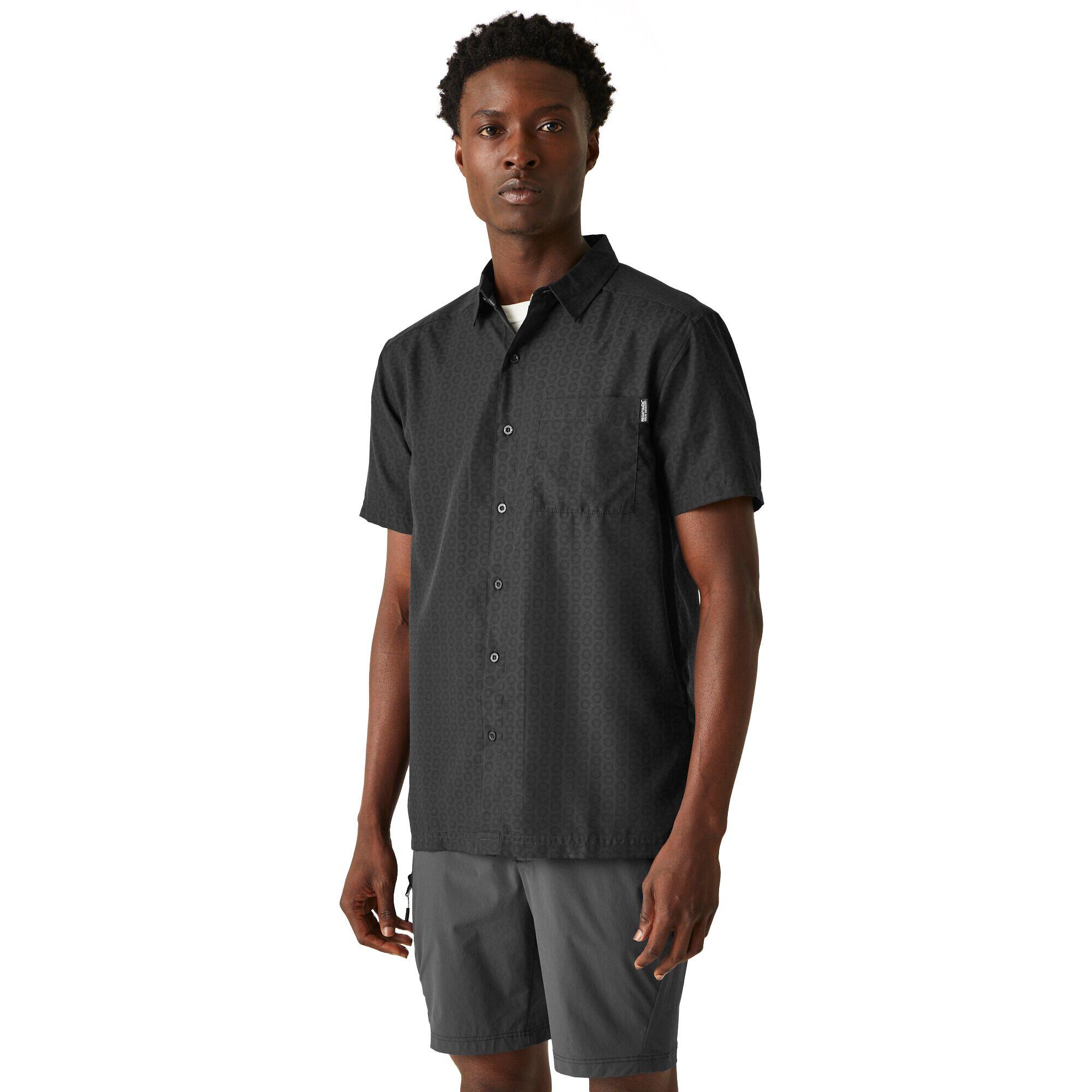 Camicia Fantasia Maniche Corte Uomo Regatta Mindano VIII Cenere Nero 3/5