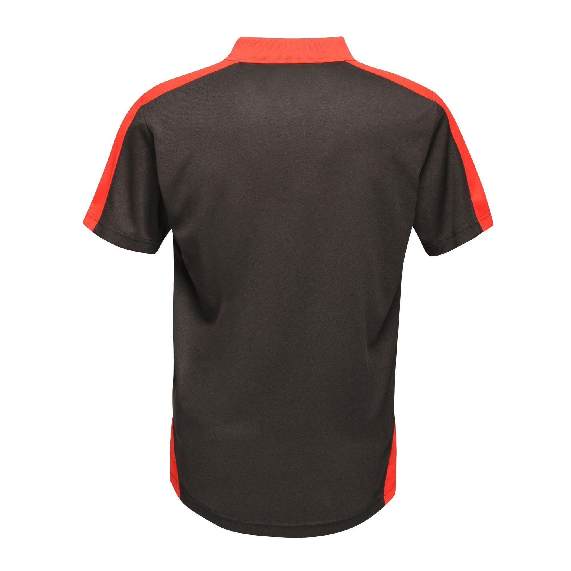 Mens Contrast Coolweave Polo Shirt (Black/Classic Red) 2/5