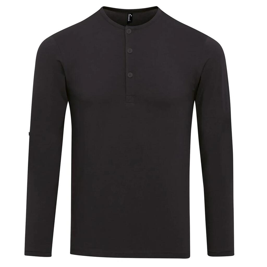 Mens Long John Rolled Sleeves TShirt (Black)