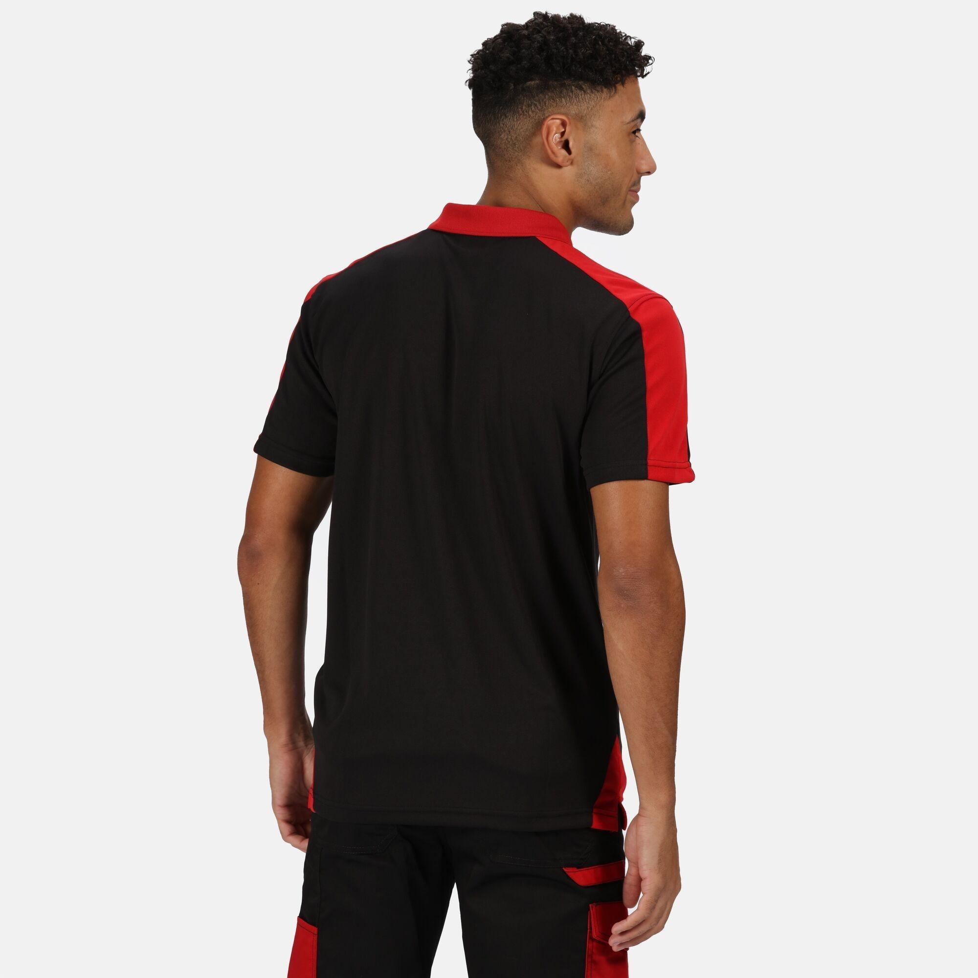 Mens Contrast Coolweave Polo Shirt (Black/Classic Red) 4/5