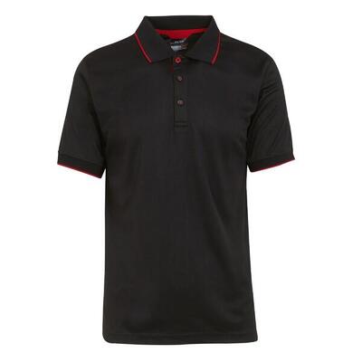 Heren navigate poloshirt met korte mouwen (zwart/klassiek rood)