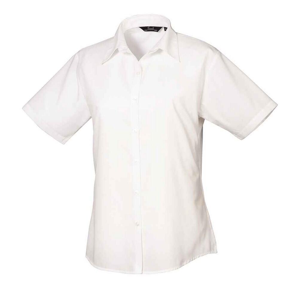 Blusa de popelina lisa para senhora/senhora branco