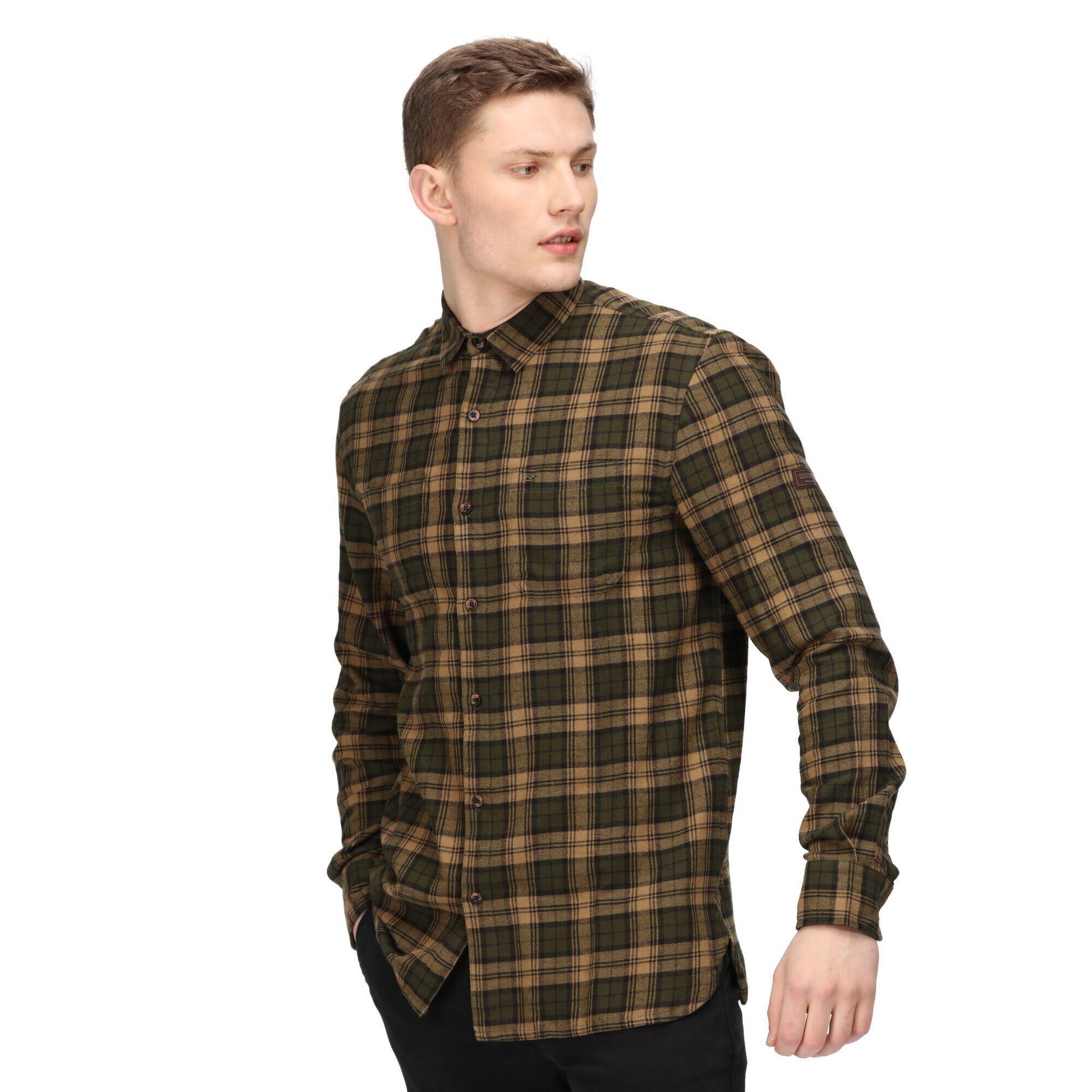 REGATTA Mens Lance Checked Shirt (Dark Khaki)