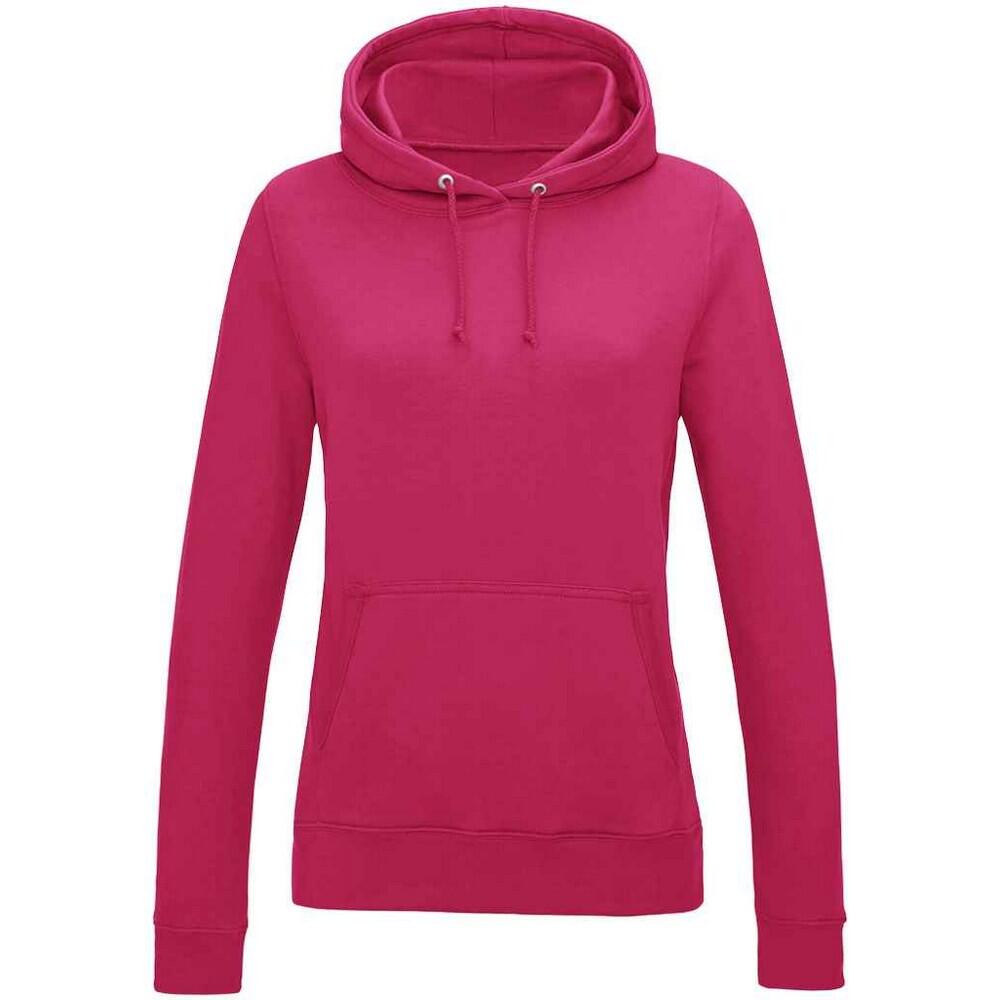 AWDIS Dames College Hoodie (Heet Roze)