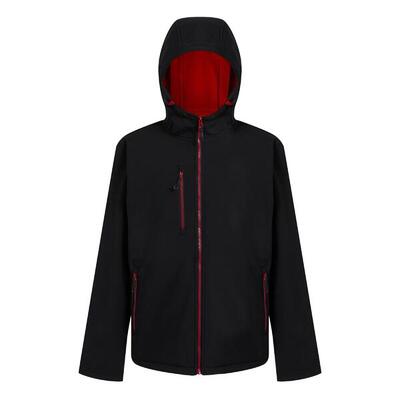 Heren navigate 2 layer soft shell jas (zwart/klassiek rood)