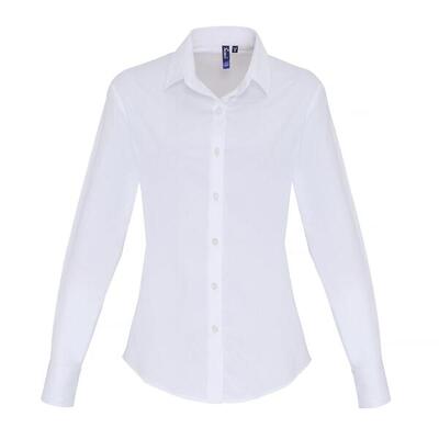 Camicia Elasticizzata In Popeline A Manica Lunga Donna Premier Bianco