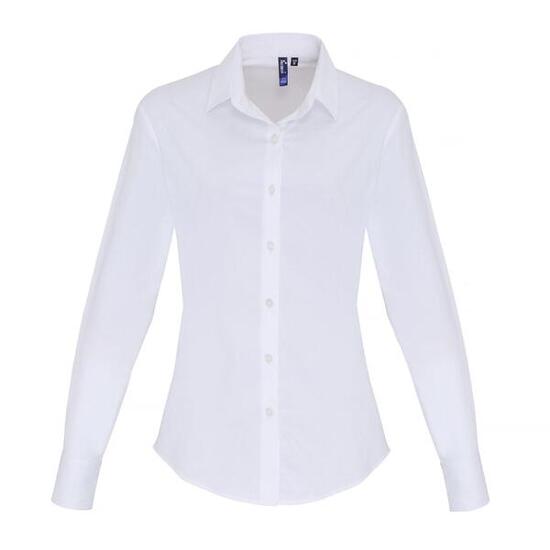 Camicia Elasticizzata In Popeline A Manica Lunga Donna Premier Bianco