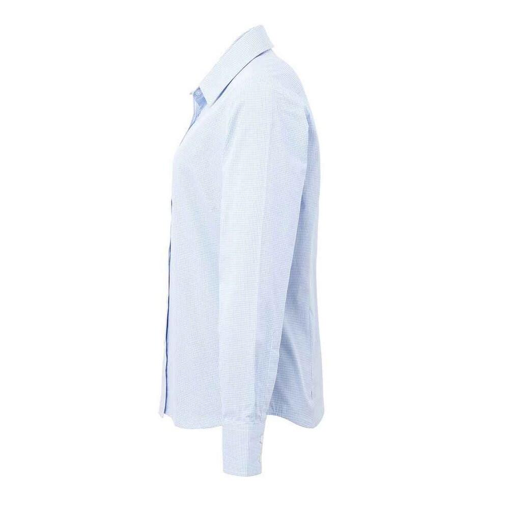 Camisa de manga comprida em algodão xadrez microgingham para senhora e senhora 3/4