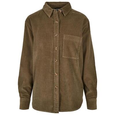 Dames corduroy oversized shirt (olijf)