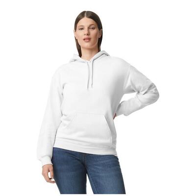 Unisex adult softstyle plain fleece midweight hoodie (wit)