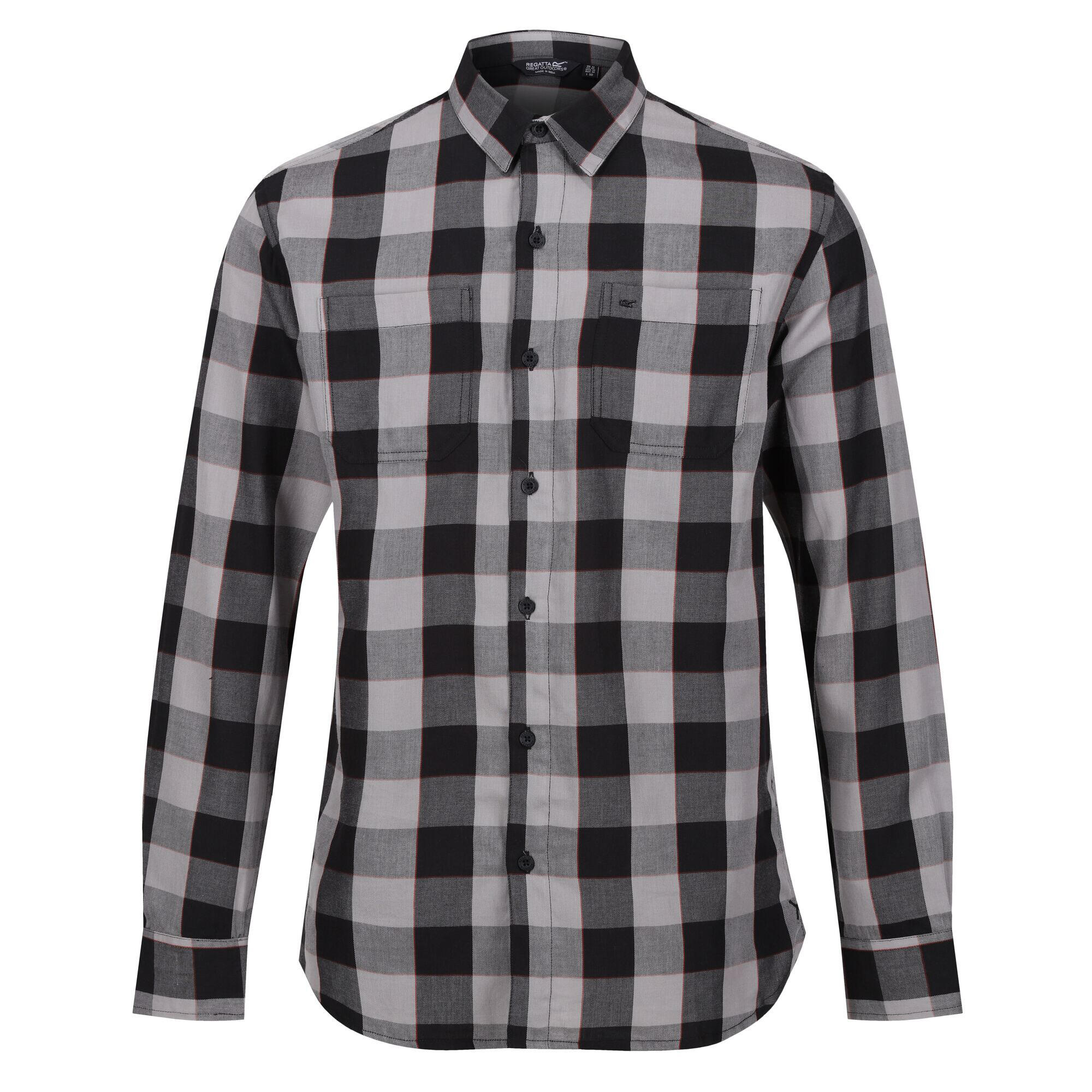 REGATTA Mens Lance Checked Shirt (Dark Grey/Black)