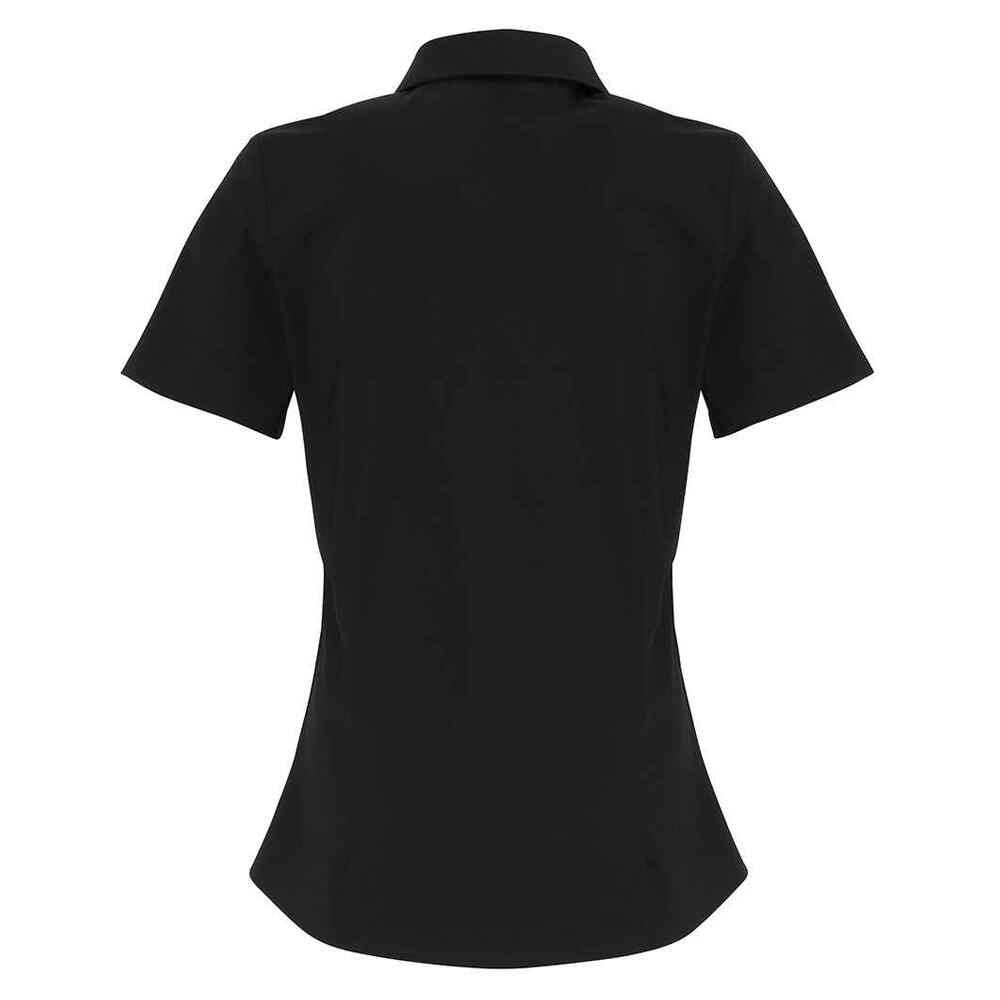 Camisa de manga curta Poplin de algodão para senhora e senhora (Preto) 2/4