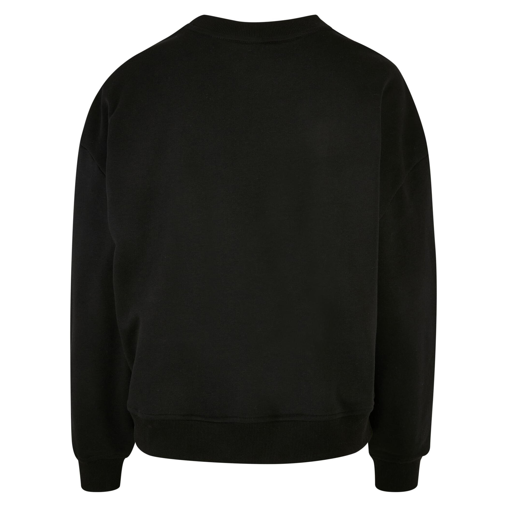 Dames Crew Hals Oversized Sweatshirt (Zwart) 2/3