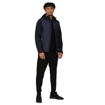 Heren navigate quilted hybride jas (zwart/oranje pop)