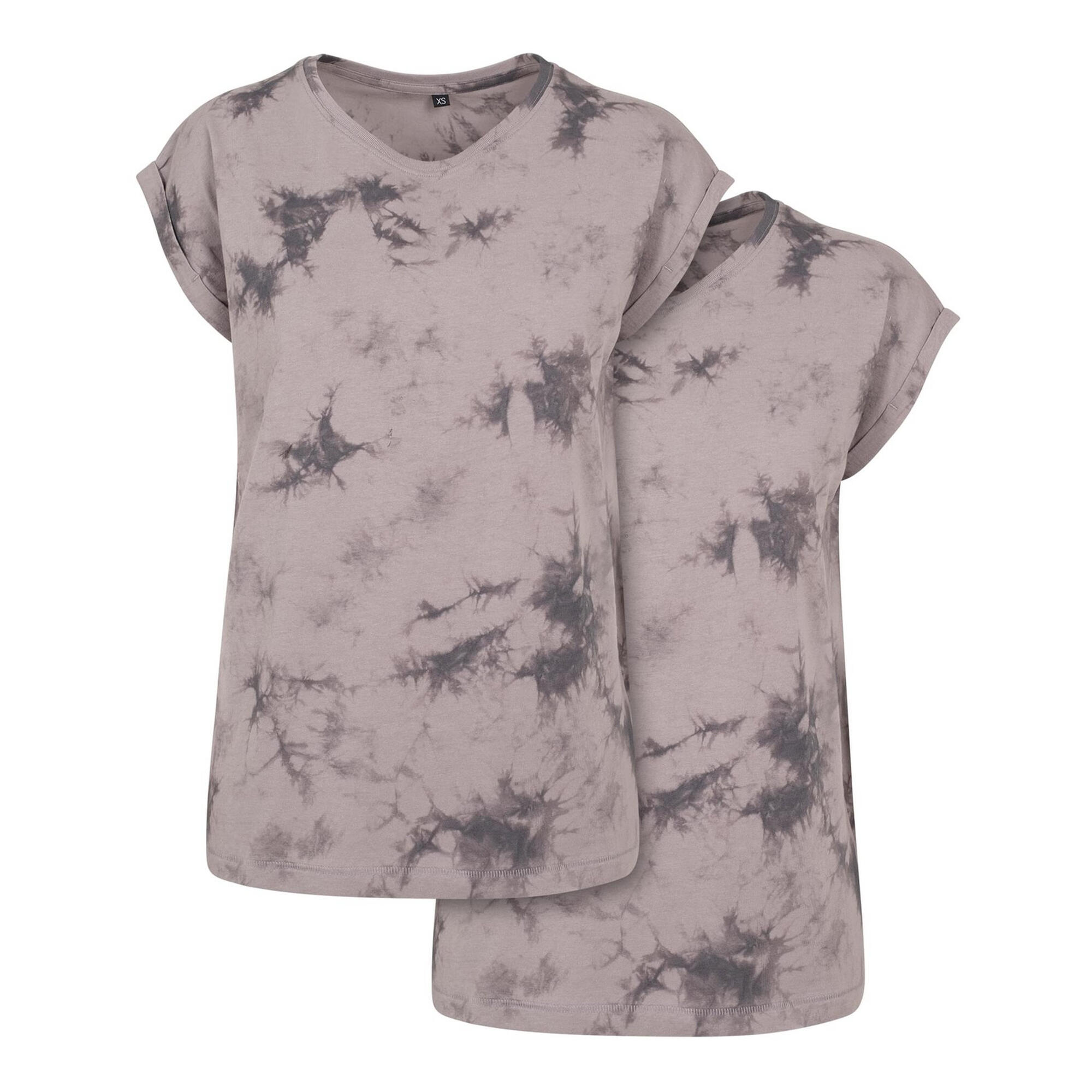 Dames Batik Dye Verlengd Schouder Tshirt (Lichtgrijs) 1/1