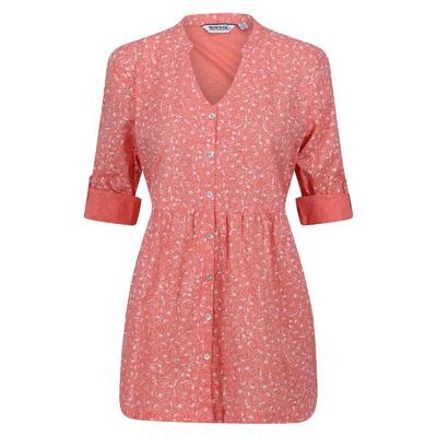 Dames nemora vogels katoenen blouse (schelp roze)