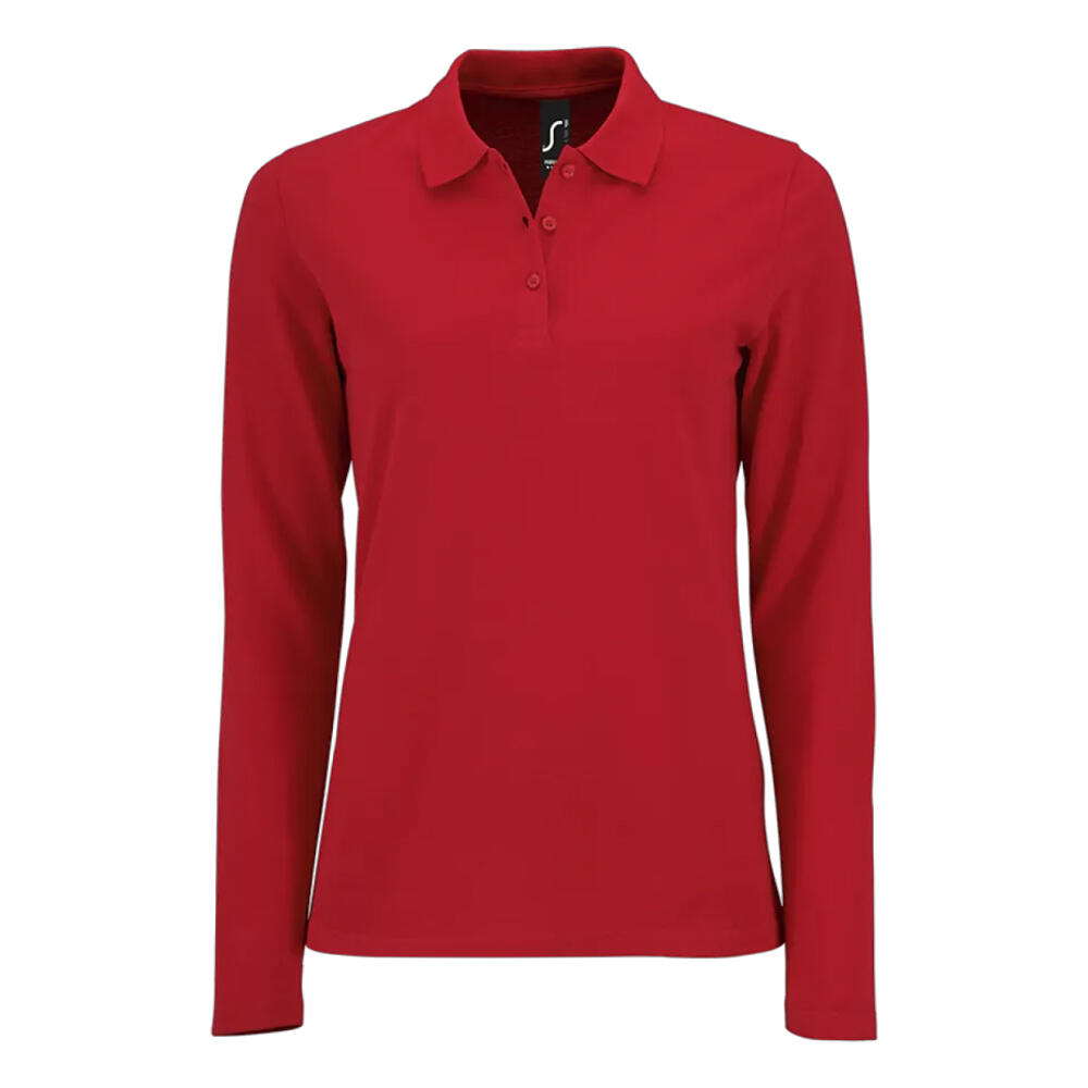 Womens/Ladies Perfect Pique LongSleeved Polo Shirt (Red)