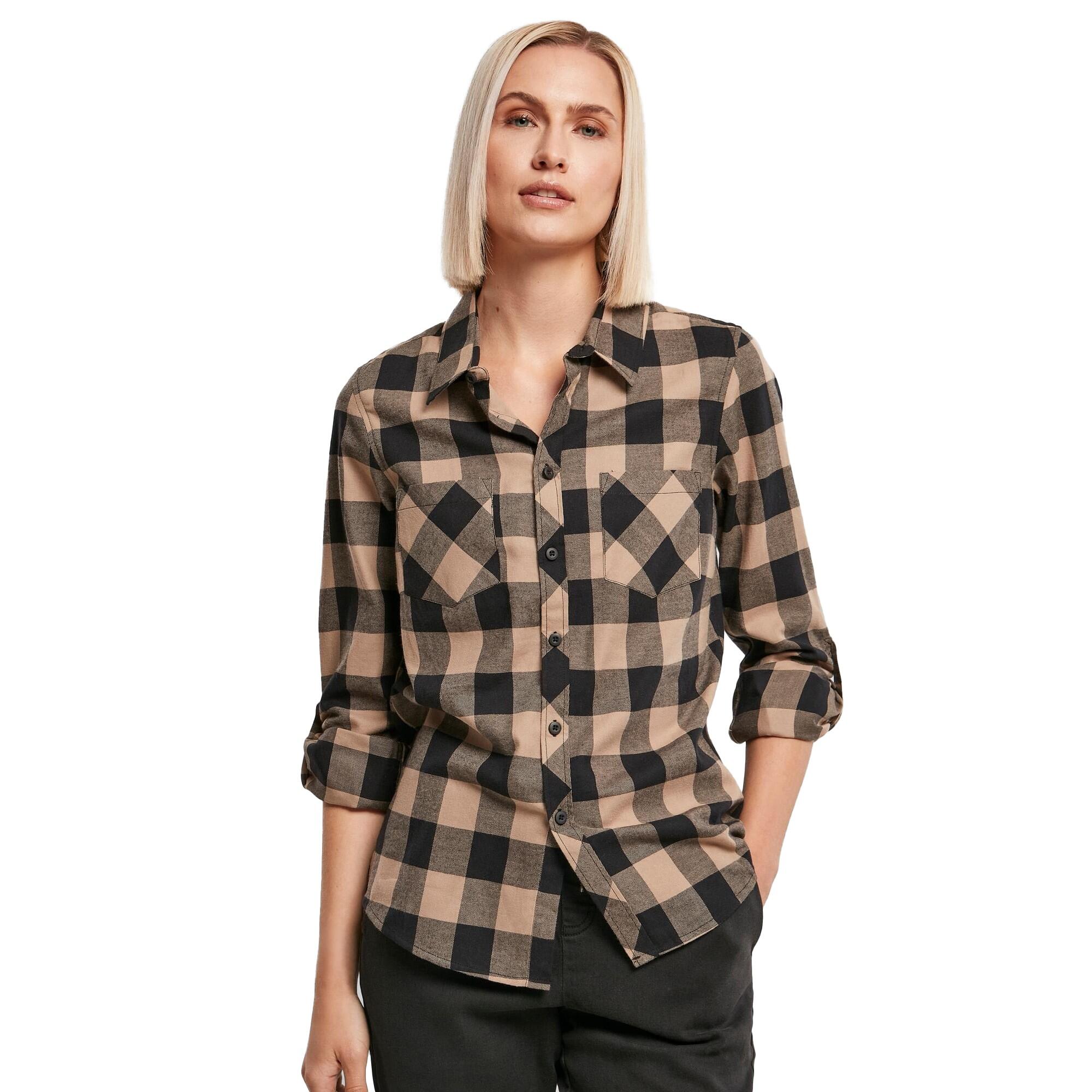 Chemisier Motif/style À Carreaux Femme (Noir / Taupe Clair) 3/3