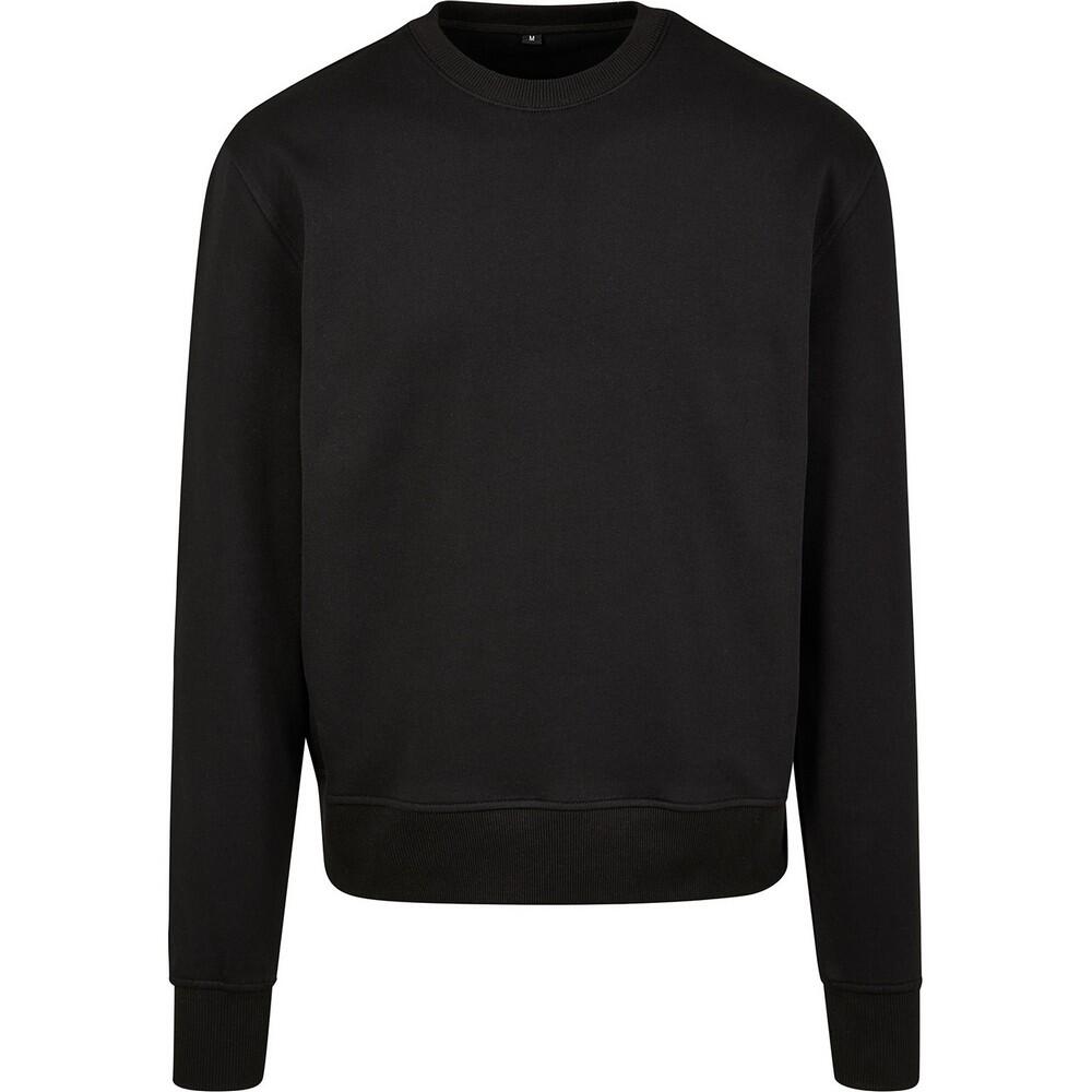 Sweat-shirt de gola redonda de tamanho grande para homem preto