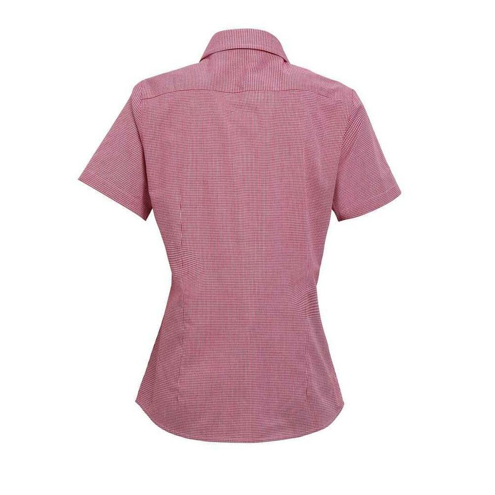 Camisa de manga curta em algodão xadrez microgingham para senhora/senhora 2/4