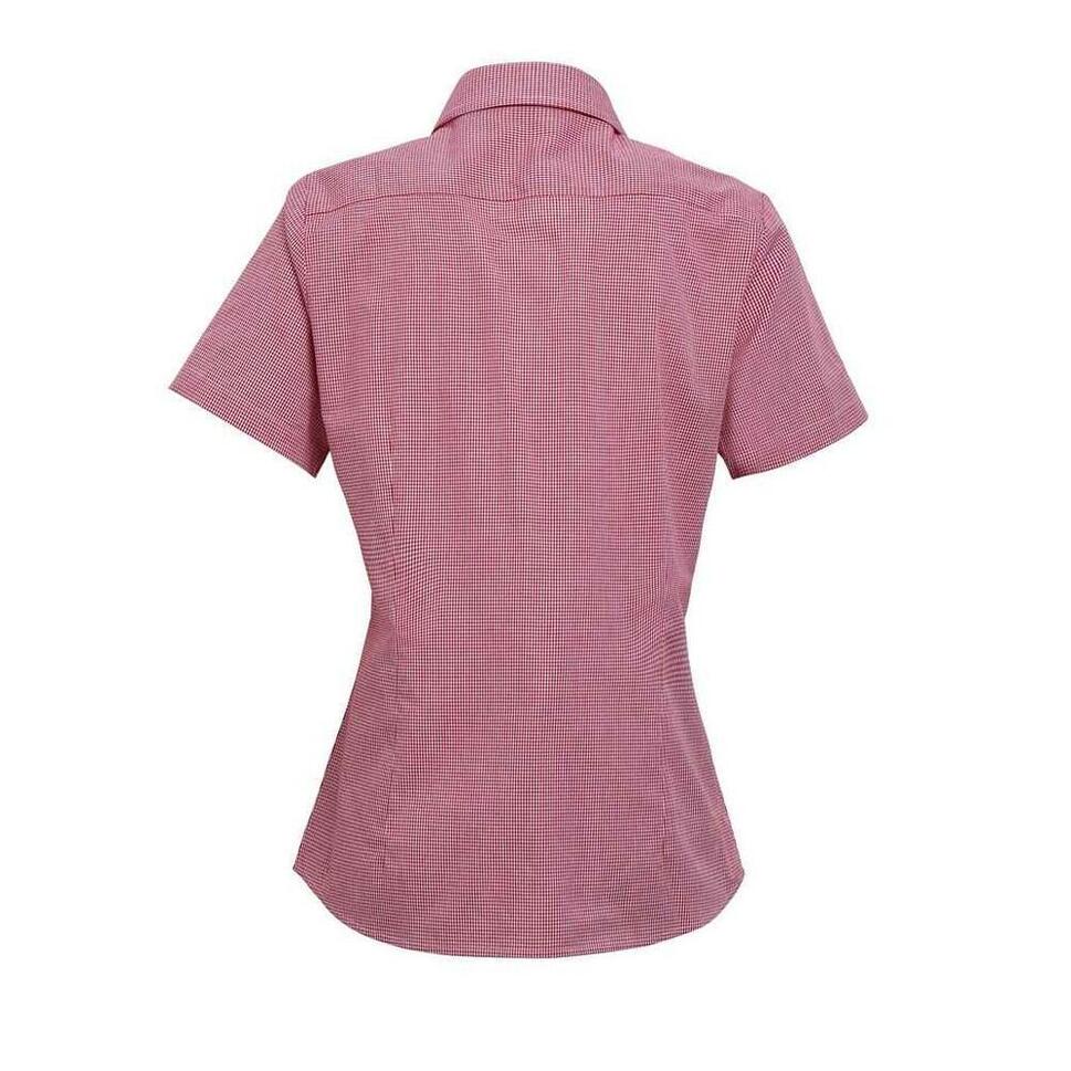 Damska Bawełniana Koszula Z Krótkim Rękawem W Kratkę Micro Gingham