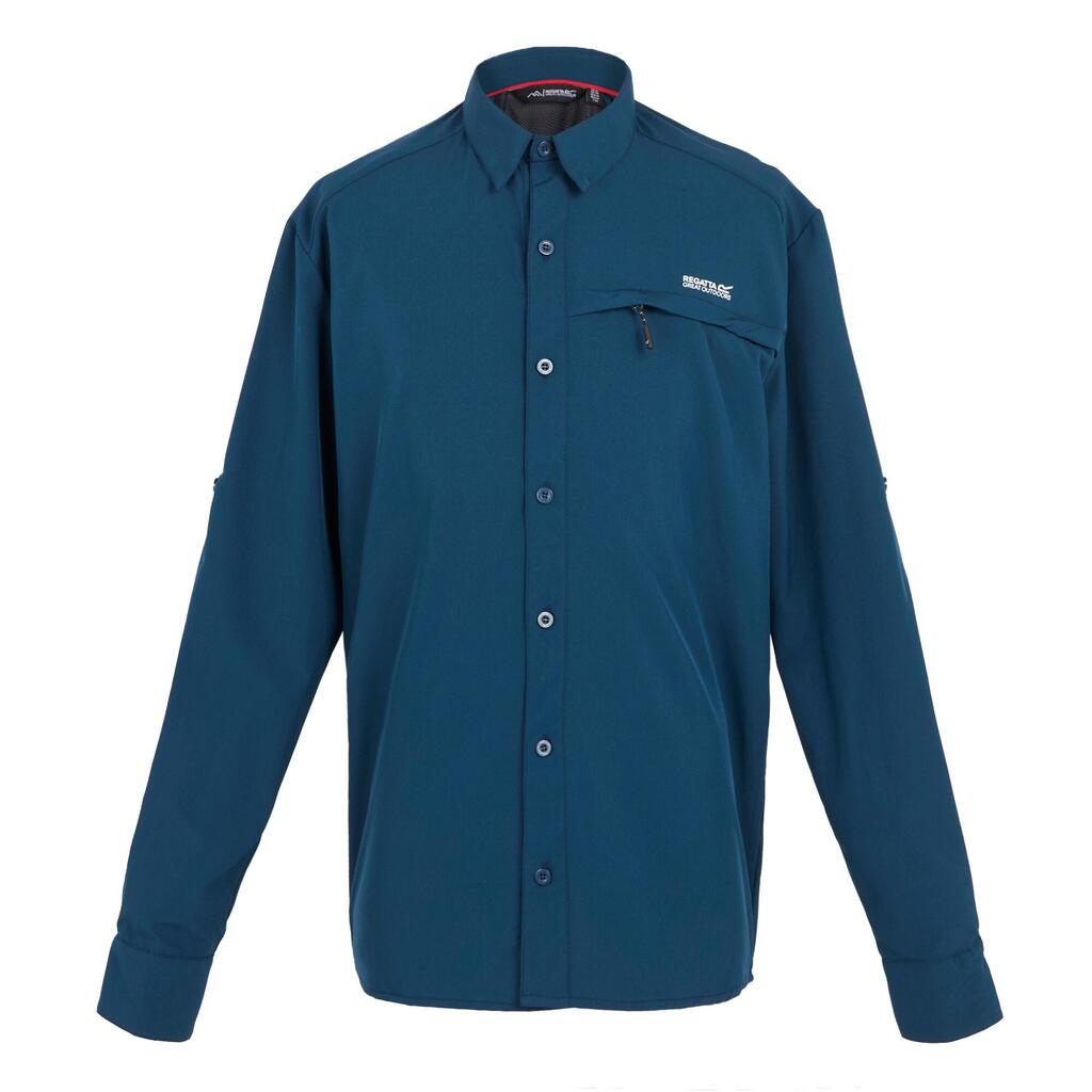 Mens Plain Packaway LongSleeved Travel Shirt (Moonlight Denim)