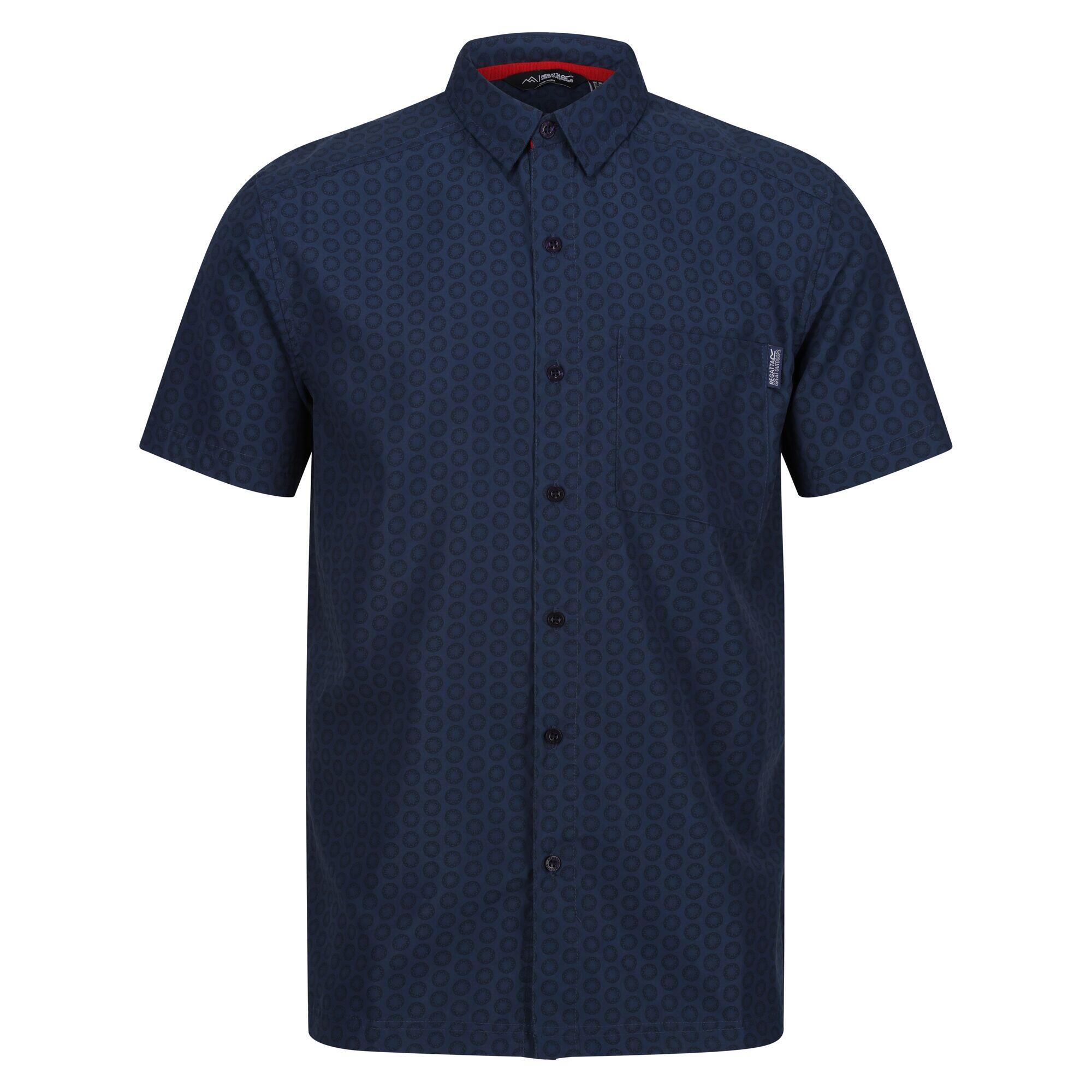 REGATTA Mens Mindano VIII Patterned ShortSleeved Shirt (Moonlight Denim/Navy)