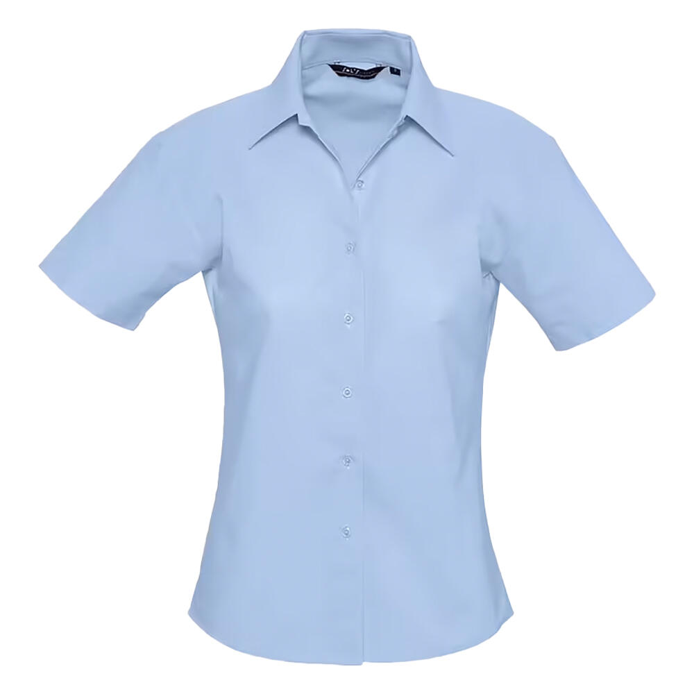 SOL'S Dames Elite Oxford Blouse met Korte Mouwen (Hemelsblauw)
