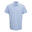Camisa de manga curta em algodão xadrez microgingham para homem Azul Claro /