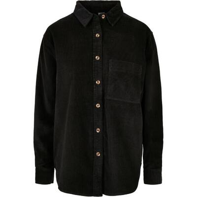 Dames corduroy oversized shirt (zwart)