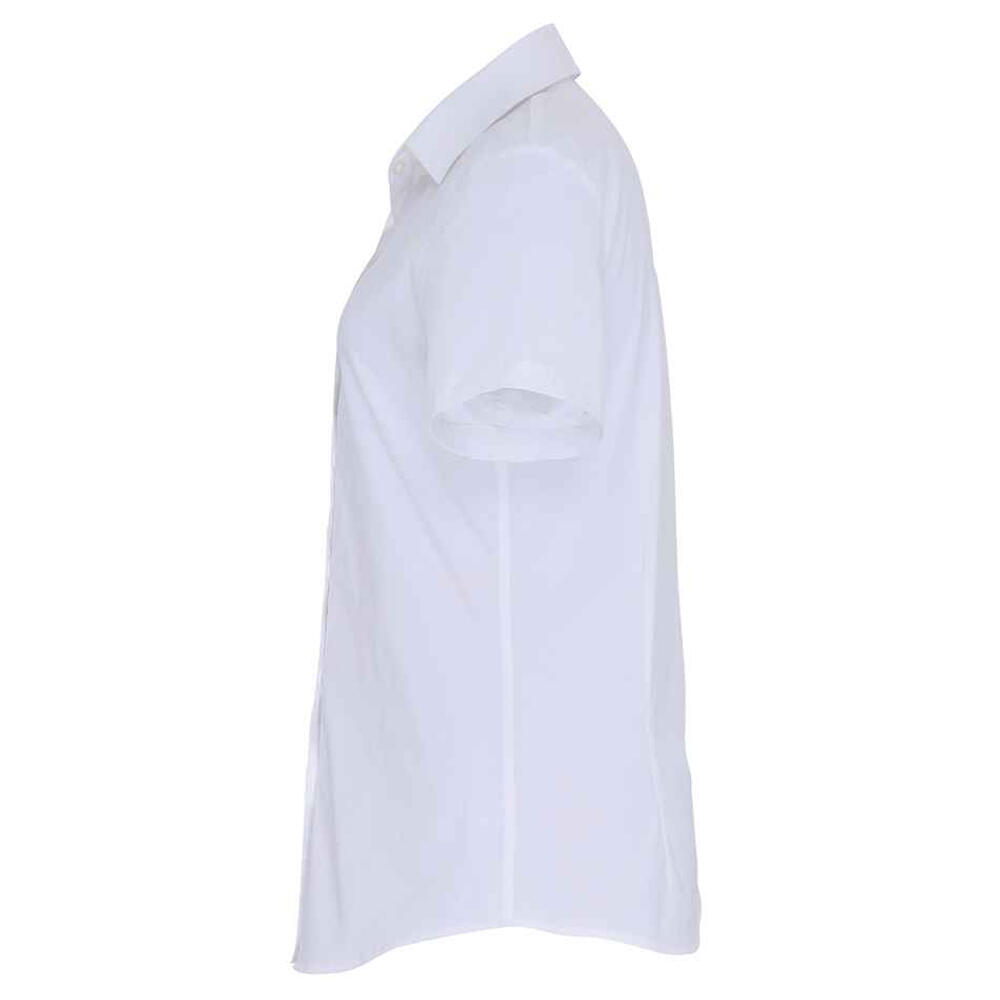 Camisa de manga curta Poplin de algodão para senhora e senhora (Branco) 3/4