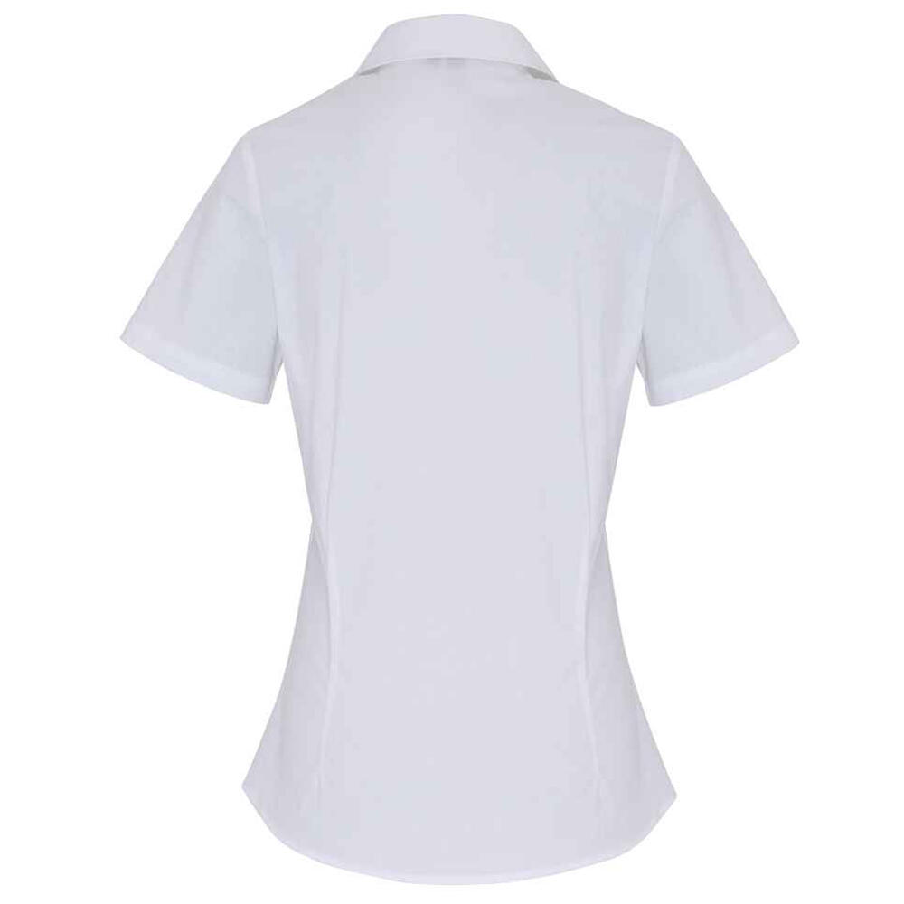Camisa de manga curta Poplin de algodão para senhora e senhora (Branco) 2/4