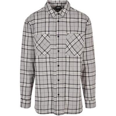 Heren geruit oversized shirt lang (grijs/zwart)