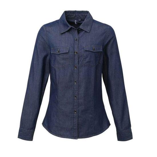 Camicia Cucitura Stile Jeans Donna Premier Denim Indaco