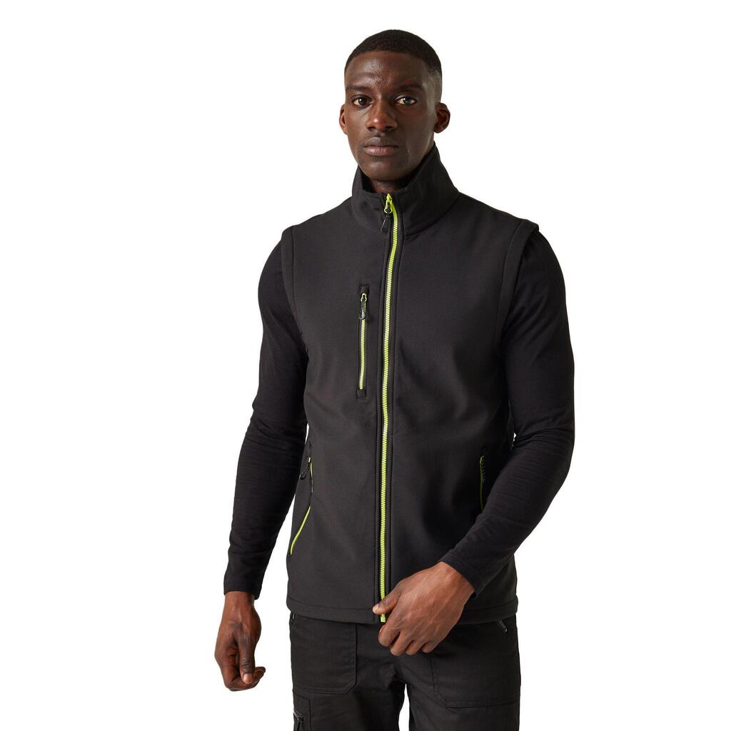Mens Navigate Softshell 2 Layer Body Warmer (Black/Lime Green)