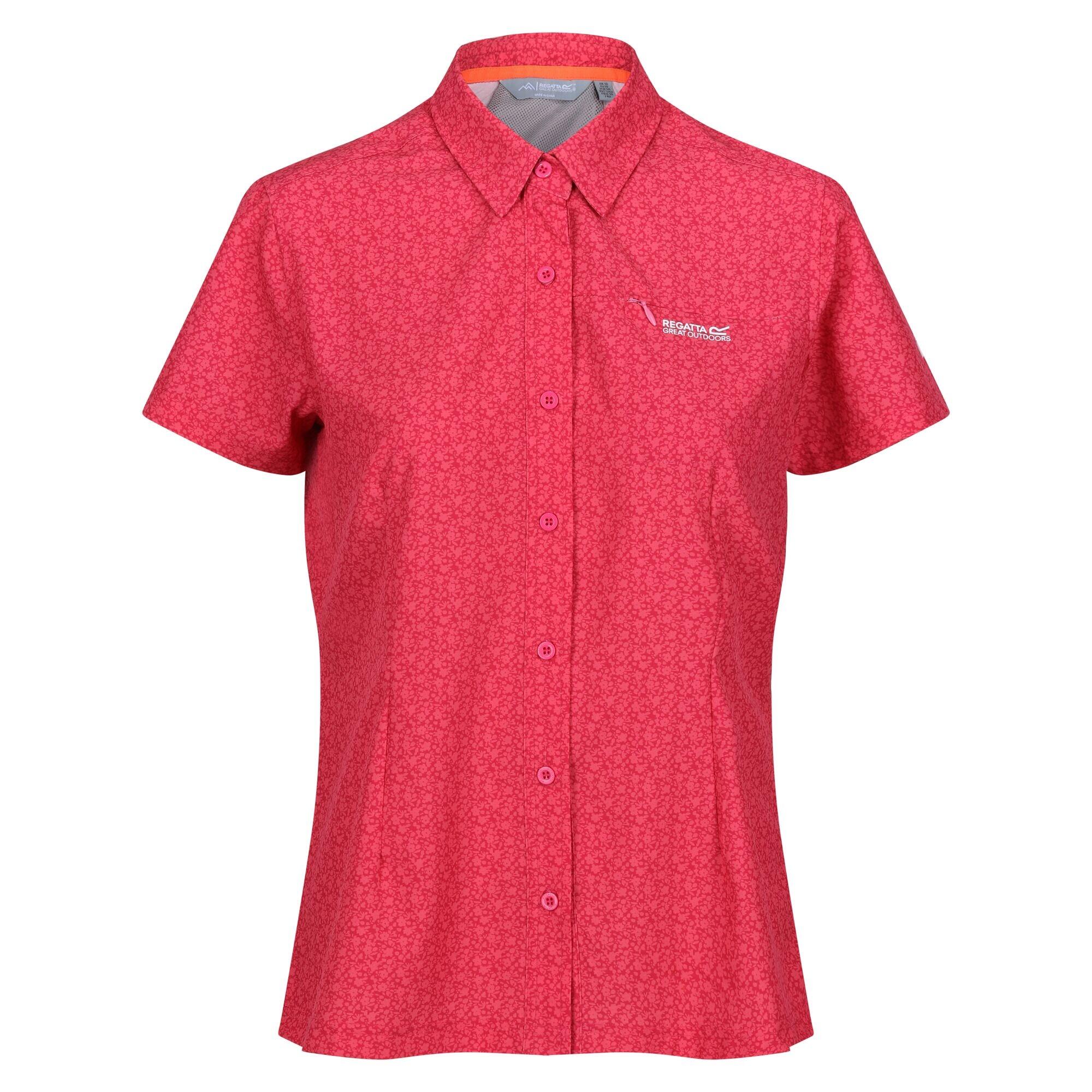 REGATTA Camisa de viagem de manga curta Packaway Floral para senhora/senhora Rosa Poção