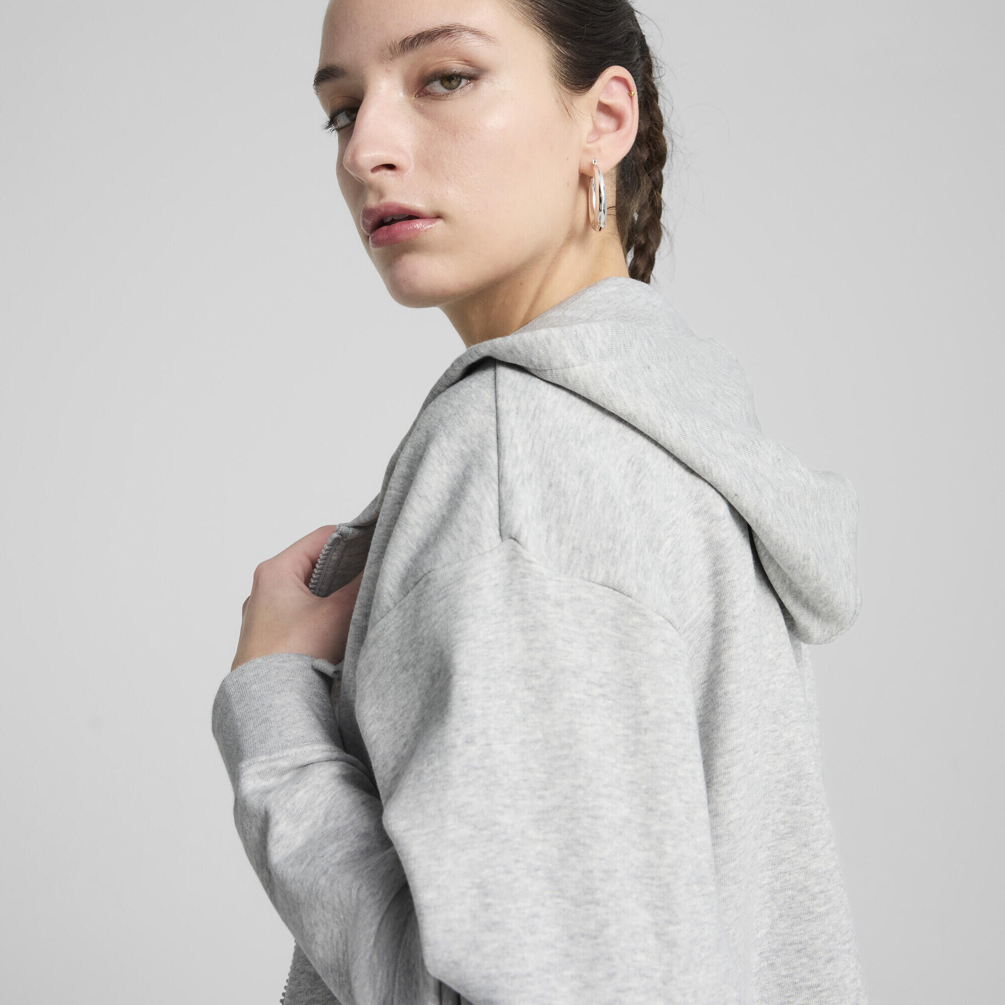 ESS Small No. 1 Logo Comfort Hoodie mit durchgehendem Reißverschluss Damen PUMA 3/7