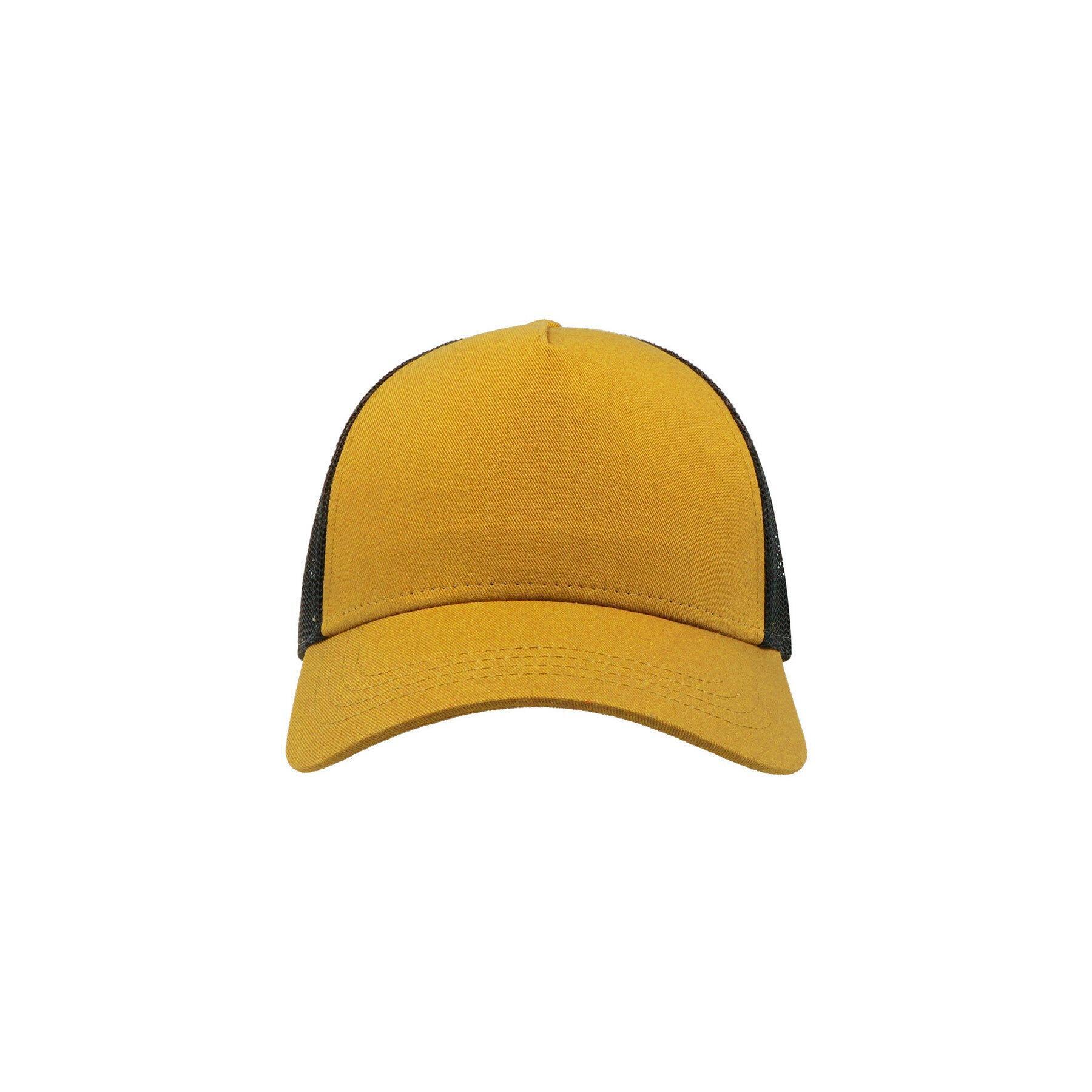 Rapper Cotton 5 Panel Trucker Cap (Mosterdgeel/Zwart) 3/3