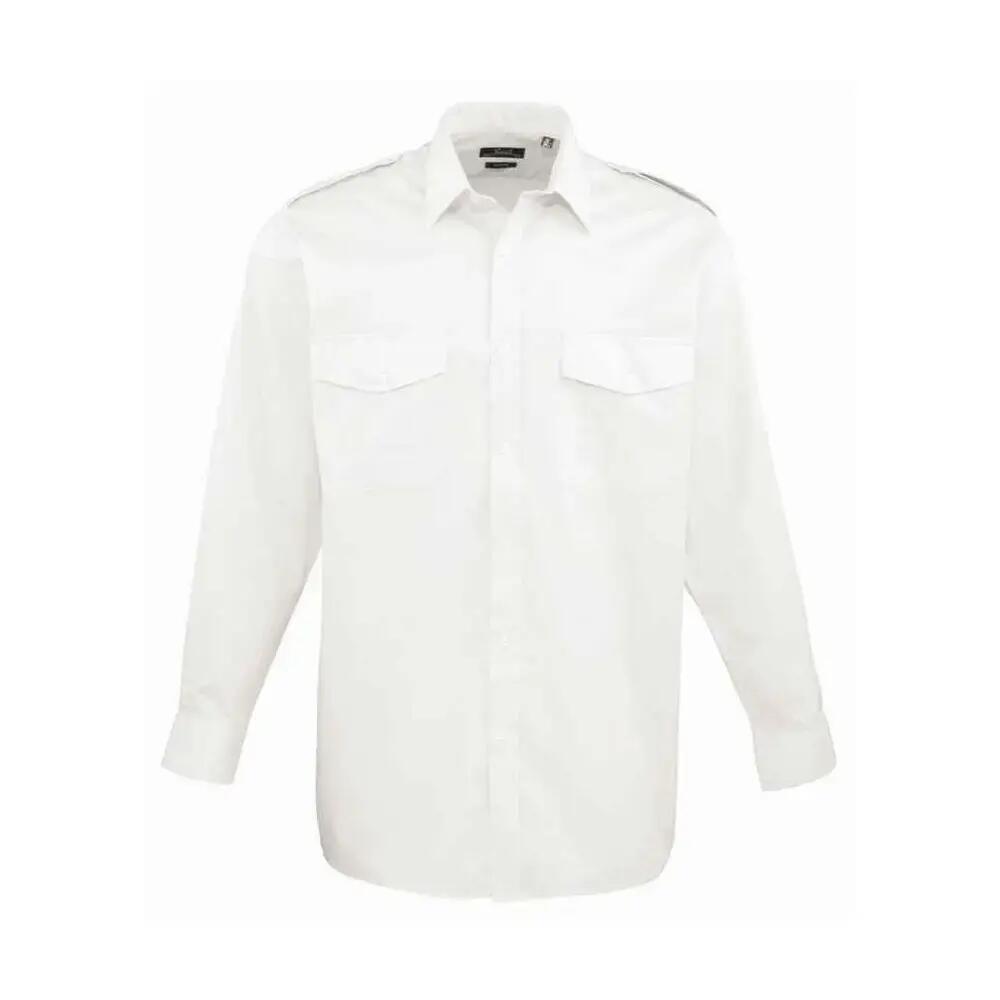 Mens LongSleeved Pilot Shirt (White)