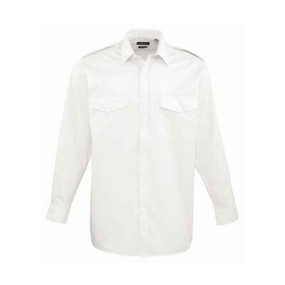 Pilotenoverhemd met lange mouwen voor heren (wit)