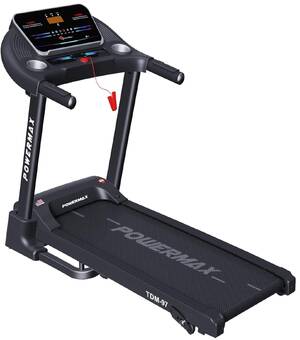 PowerMax Fitness TDM-97 (4HP Peak) Motorised Foldable Treadmill For Home Use_PIPE_ Max User 110Kg _PIPE_ Running Deck 1100X400Mm