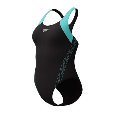 Speedo HyperBoom Splice Racerback-Badeanzug – Marineblau / Pink – Größe 30